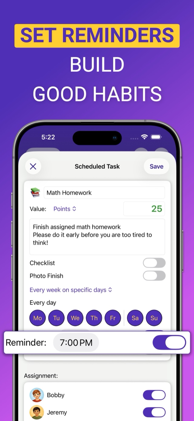 Set reminders to build good habits with scheduled, recurring tasks